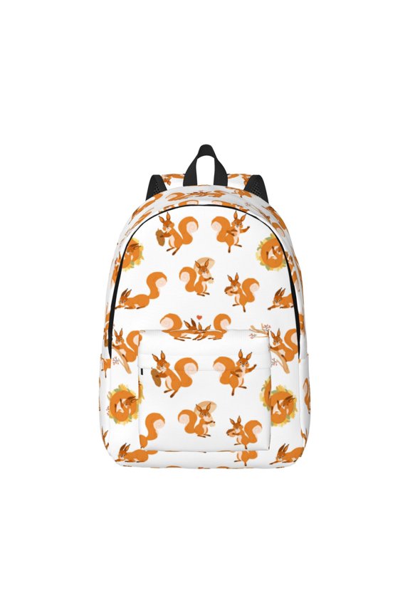 Squirrel Playing Pattern Canvas College Laptop Backpack,Travel Daypack,Durable Rucksack Travel Notebook Bag School Backpack Book Bag for Men Women-Small