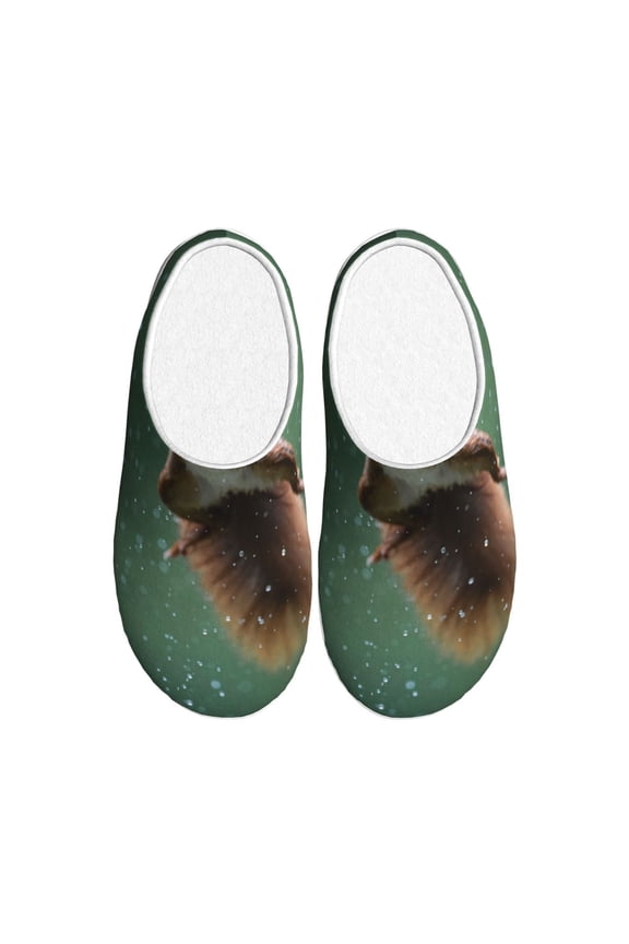 Squirrel Print Women's Men's Cotton Knit Slippers Lightweight Memory Foam Indoor House Shoes with Anti-Skid Sole-40/41