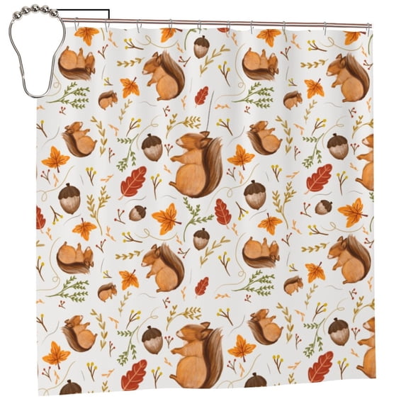 Rateoe Squirrel Shower Curtain - Fancy Bathroom Shower Curtain Sets - Waterproof Shower Curtain with Hooks with 12 Plastic Hooks 72x72 Inches