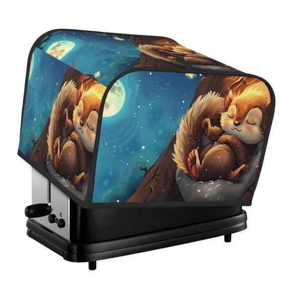 Rateoe Squirrel Sleeping In Tree Pattern Toaster Covers 4 Slice Wide Slot,Bread Machine Cover,Bread Dust Cover & Fingerprint Protection,Appliance Covers
