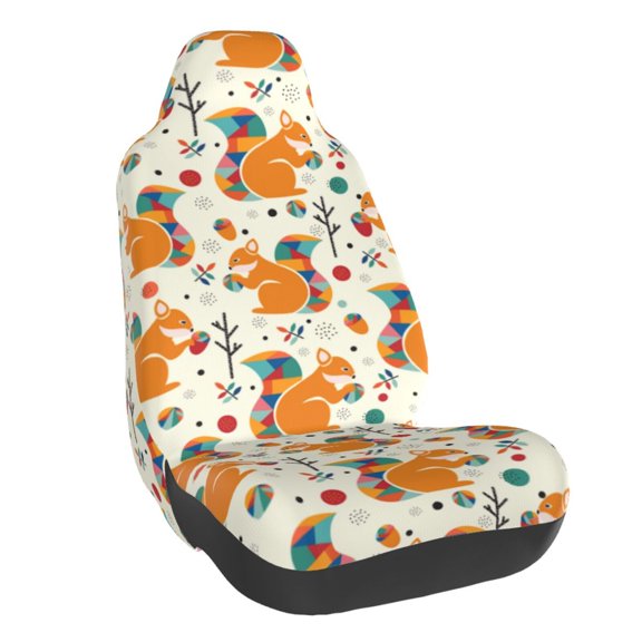 Rateoe Squirrel With Colorful Tail Print Car Seat Cover,Elastic Car Seat Protector,Washable Durable Automotive Seat Cover Car Interior Accessories