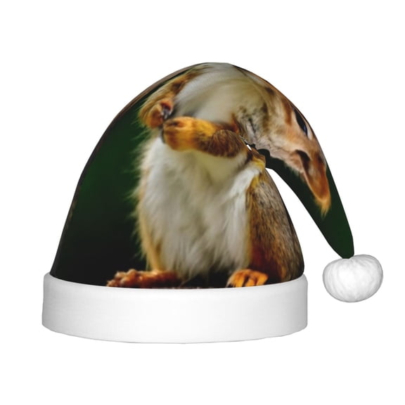 Rateoe Squirrels Eating Peanuts On The Tree Santa Hat Confortable Christmas Hat for Christmas Party Favors Fit for Kids