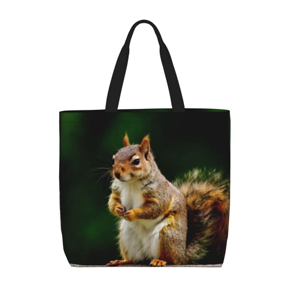 Rateoe Squirrels Eating Peanuts On The Tree Print Lightweight Tote Bag for Women, Water-Resistant Shoulder Bag with Zipper, Spacious Casual Handbag for Work, School, Shopping