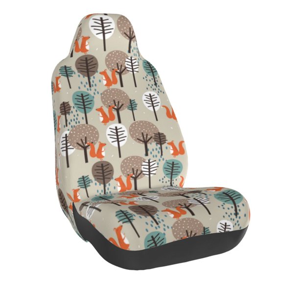 Rateoe Squirrels and Trees Print Car Seat Cover,Elastic Car Seat Protector,Washable Durable Automotive Seat Cover Car Interior Accessories