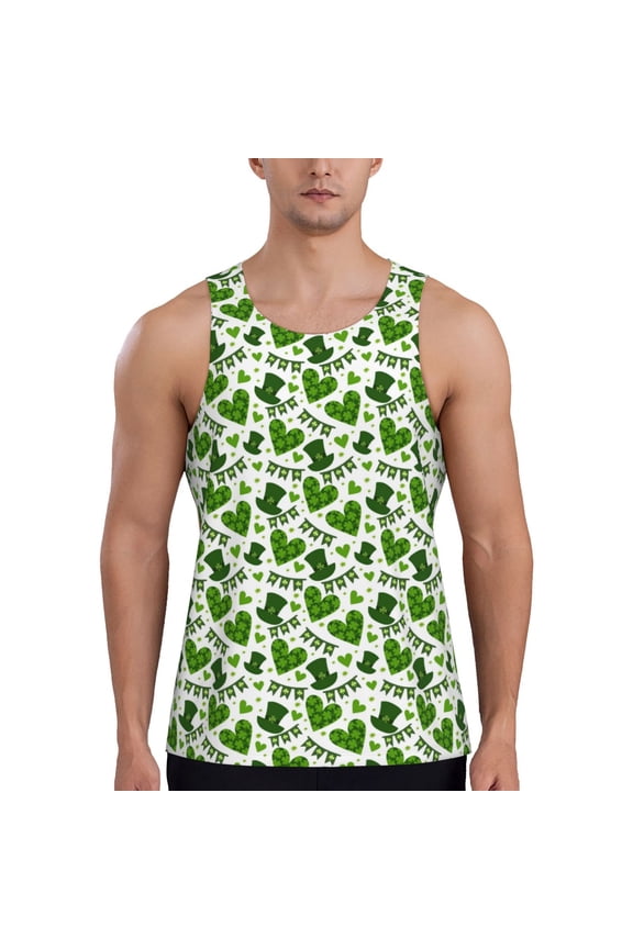 St. Patrick's Day Pattern Sleeveless Gym Shirt Muscle Tee Breathable Workout Shirt Slim-Fit Tank Quick Dry Fit Muscle Tank Top Bodybuilding Sleeveless T Shirt-
