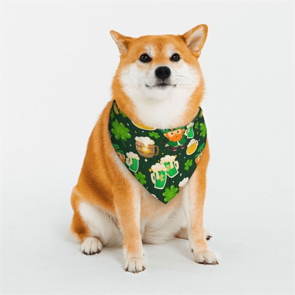 Rateoe St Patrick's Day10 Print Pet Scarf for Dogs and Cats – Stylish Reflective Design, Breathable & Durable Pet Bandana with Quick-Release Buckle-Large