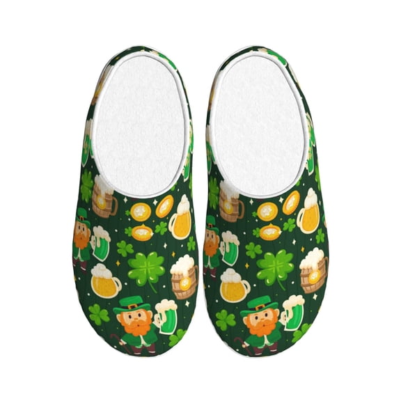 Rateoe St Patrick's Day10 Print Women's Men's Cotton Knit Slippers Lightweight Memory Foam Indoor House Shoes with Anti-Skid Sole-40/41