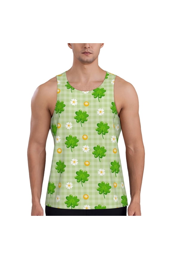 St Patrick's Day11 Pattern Sleeveless Gym Shirt Muscle Tee Breathable Workout Shirt Slim-Fit Tank Quick Dry Fit Muscle Tank Top Bodybuilding Sleeveless T Shirt-