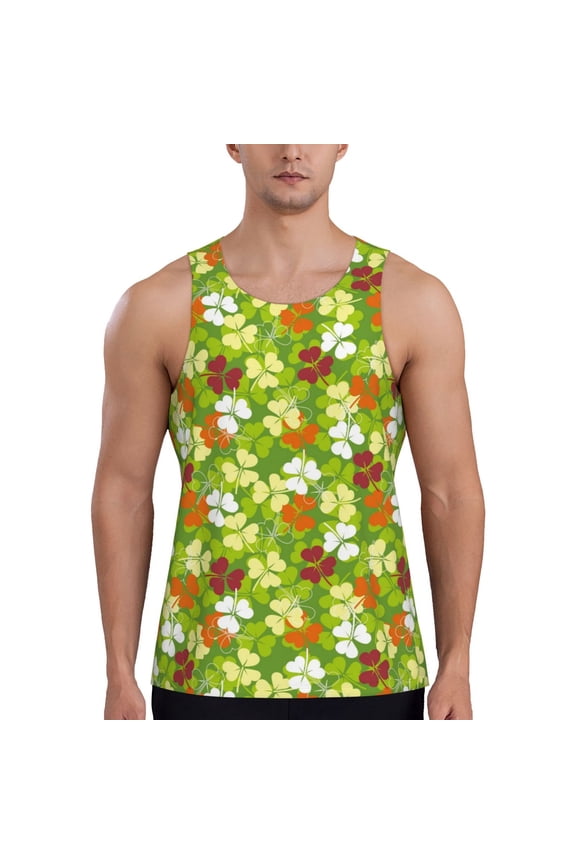 St. Patrick's Day3 Pattern Sleeveless Gym Shirt Muscle Tee Breathable Workout Shirt Slim-Fit Tank Quick Dry Fit Muscle Tank Top Bodybuilding Sleeveless T Shirt-Medium