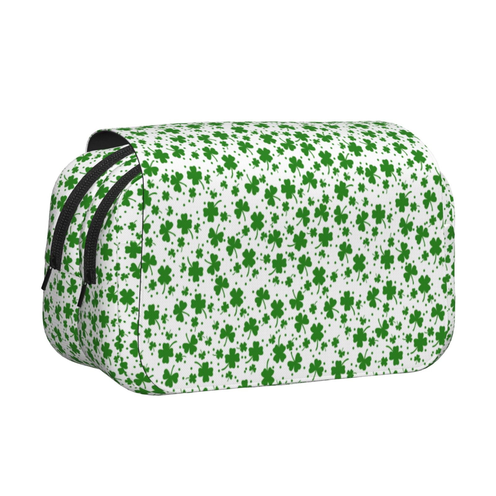 Rateoe St Patrick's Day4 Pattern Double Clamshell Pen Case, Storage Organizer with Two Zipper Compartments– Holds Up to 50 Pencils & Pens