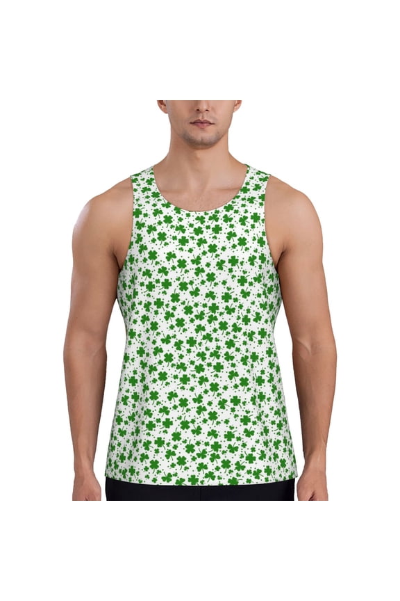 St Patrick's Day4 Pattern Sleeveless Gym Shirt Muscle Tee Breathable Workout Shirt Slim-Fit Tank Quick Dry Fit Muscle Tank Top Bodybuilding Sleeveless T Shirt-