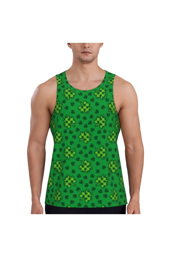 St Patrick's Day5 Pattern Sleeveless Gym Shirt Muscle Tee Breathable Workout Shirt Slim-Fit Tank Quick Dry Fit Muscle Tank Top Bodybuilding Sleeveless T Shirt-XX-Large