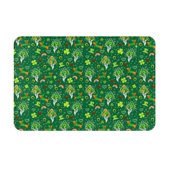 Rateoe St. Patrick's day Pattern Flannel Door Mat Indoor Outdoor Entrance, Waterproof All-Weather Doormat,Fade Resistant, Low Profile Entryway Mat 16x24in