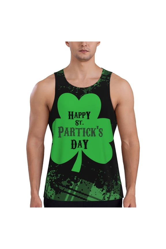 St Patrick's day Pattern Sleeveless Gym Shirt Muscle Tee Breathable Workout Shirt Slim-Fit Tank Quick Dry Fit Muscle Tank Top Bodybuilding Sleeveless T Shirt-Medium