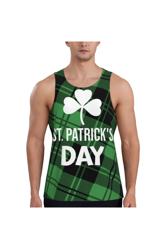 St Patrick's day Pattern Sleeveless Gym Shirt Muscle Tee Breathable Workout Shirt Slim-Fit Tank Quick Dry Fit Muscle Tank Top Bodybuilding Sleeveless T Shirt-