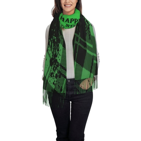 Rateoe St Patrick's day Printed Women's Traditional Scarf Wrap Tassel Shawl Fringes Neck Head Shawl Retro Scarf