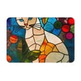 thumbnail image 1 of Rateoe Stained Glass Cat Art Pattern Flannel Door Mat Indoor Outdoor Entrance, Waterproof All-Weather Doormat,Fade Resistant, Low Profile Entryway Mat 16x24in, 1 of 7
