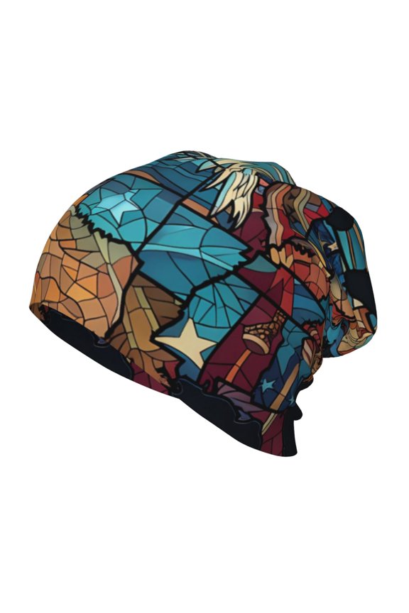 Stained Glass Eagle USA Kids Beanie Warm Knit Beanie Hats Boys Girls Winter Hat Soft Slouchy Hats for Kids