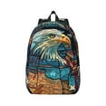 thumbnail image 1 of Rateoe Stained Glass Eagle USA Pattern Canvas College Laptop Backpack,Travel Daypack,Durable Rucksack Travel Notebook Bag School Backpack Book Bag for Men Women-Medium, 1 of 7