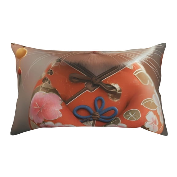 Rateoe Standard Pillowcases 20x36 Inches Adorable Kitten In Kimono Pattern Printed Pillow Covers with Envelope Closure(Pillows are not Included)