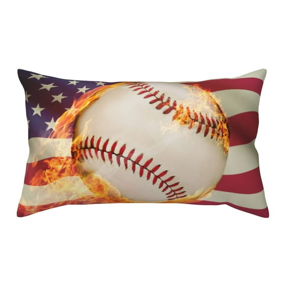 Rateoe Standard Pillowcases 20x36 Inches Baseball Ball With Flag Pattern Printed Pillow Covers with Envelope Closure(Pillows are not Included)