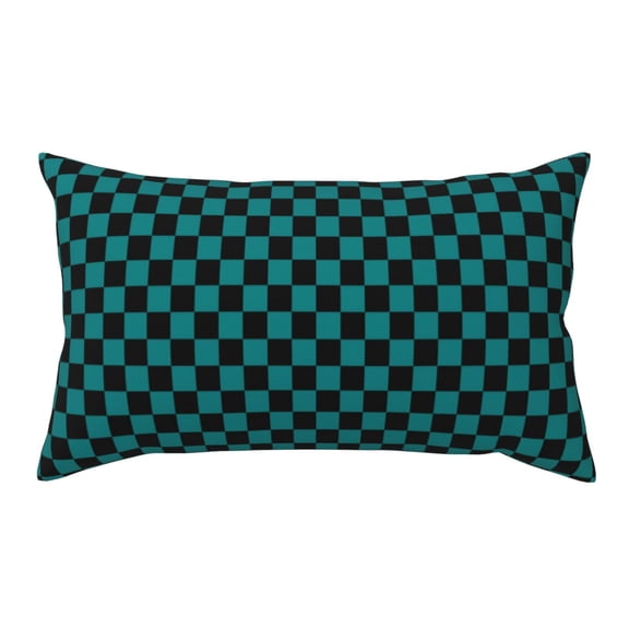 Rateoe Standard Pillowcases 20x36 Inches Black And Teal Checkerboard Pattern Printed Pillow Covers with Envelope Closure(Pillows are not Included)