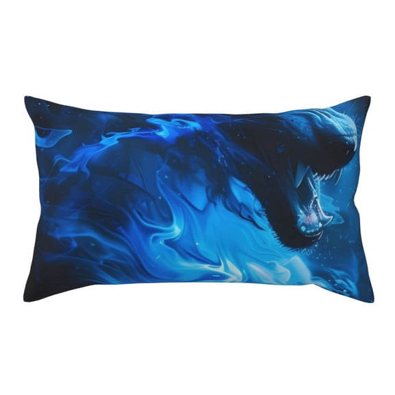 Rateoe Standard Pillowcases 20x36 Inches Blue Fire Cool Wolf Pattern Printed Pillow Covers with Envelope Closure(Pillows are not Included)
