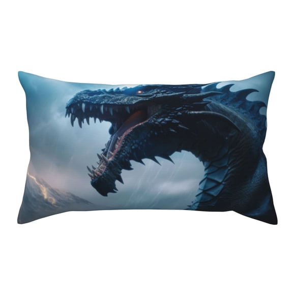 Rateoe Standard Pillowcases 20x36 Inches Blue Thunder Storm Dragon Pattern Printed Pillow Covers with Envelope Closure(Pillows are not Included)