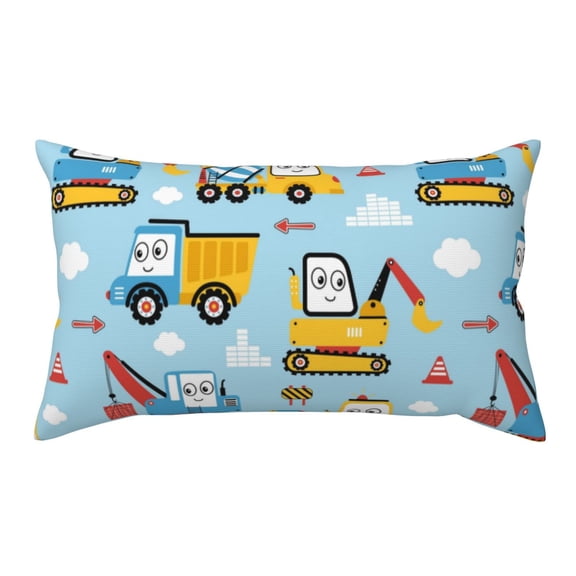 Rateoe Standard Pillowcases 20x36 Inches Building Truck Pattern Printed Pillow Covers with Envelope Closure(Pillows are not Included)