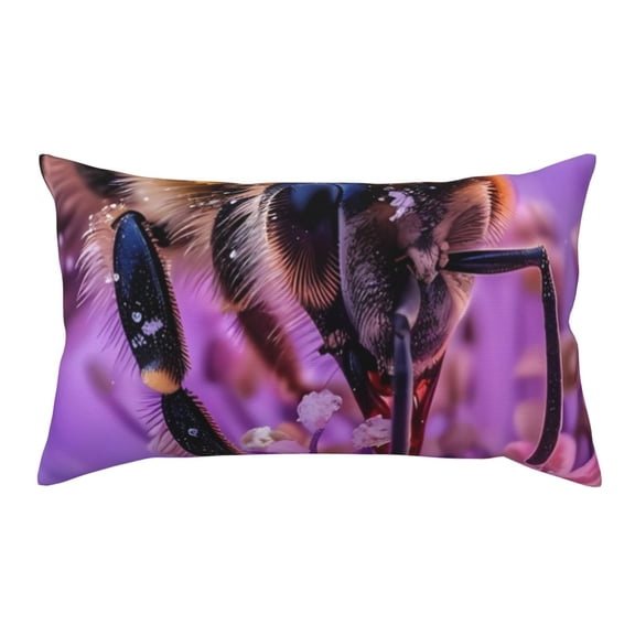 Rateoe Standard Pillowcases 20x36 Inches Closeup Honeybee on Flower Pattern Printed Pillow Covers with Envelope Closure(Pillows are not Included)