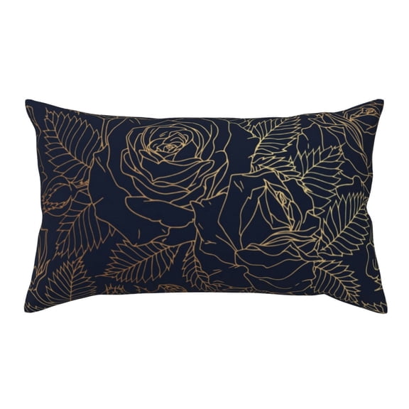 Rateoe Standard Pillowcases 20x36 Inches Copper-Gold Gloss Outline Rose Pattern Printed Pillow Covers with Envelope Closure(Pillows are not Included)