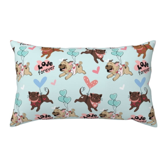 Rateoe Standard Pillowcases 20x36 Inches Cute Pug Dogs Pattern Printed Pillow Covers with Envelope Closure(Pillows are not Included)