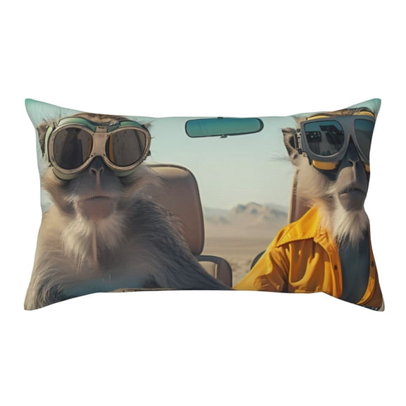 Rateoe Standard Pillowcases 20x36 Inches Desert Monkeys Drive Pattern Printed Pillow Covers with Envelope Closure(Pillows are not Included)