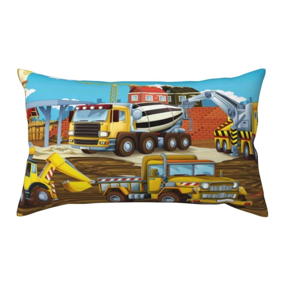 Rateoe Standard Pillowcases 20x36 Inches Different Construction Site Vehicles Pattern Printed Pillow Covers with Envelope Closure(Pillows are not Included)