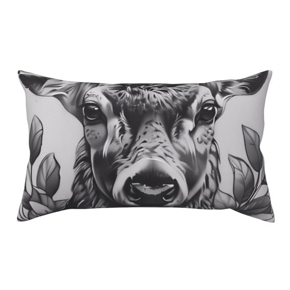 Rateoe Standard Pillowcases 20x36 Inches Monochrome Deer Floral Pattern Printed Pillow Covers with Envelope Closure(Pillows are not Included)