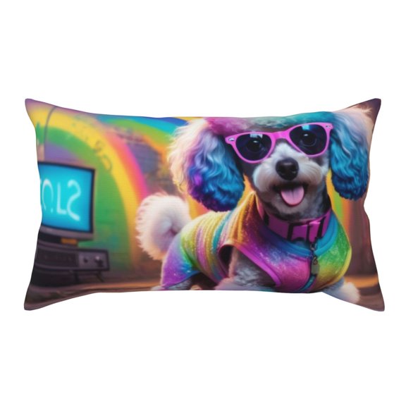 Rateoe Standard Pillowcases 20x36 Inches Rainbow Poodle Urban Street Pattern Printed Pillow Covers with Envelope Closure(Pillows are not Included)
