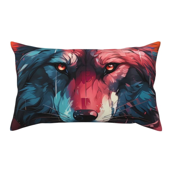 Rateoe Standard Pillowcases 20x36 Inches Red Flame Wolf Head Pattern Printed Pillow Covers with Envelope Closure(Pillows are not Included)