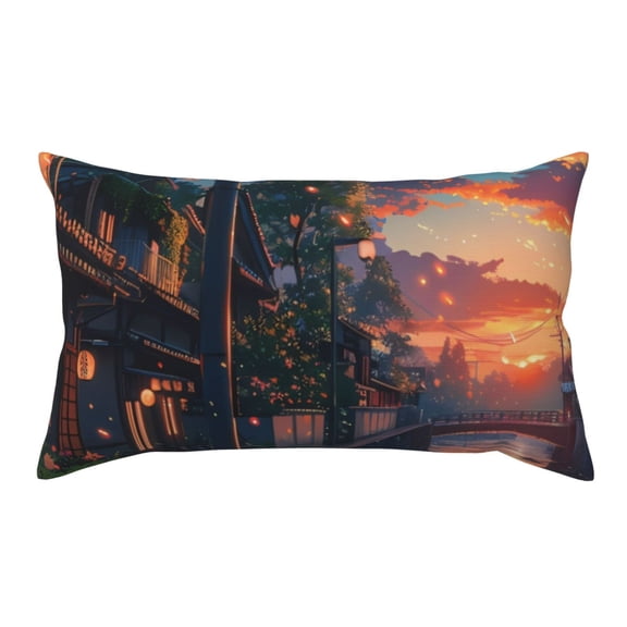 Rateoe Standard Pillowcases 20x36 Inches Twilight Canal Reflection Pattern Printed Pillow Covers with Envelope Closure(Pillows are not Included)