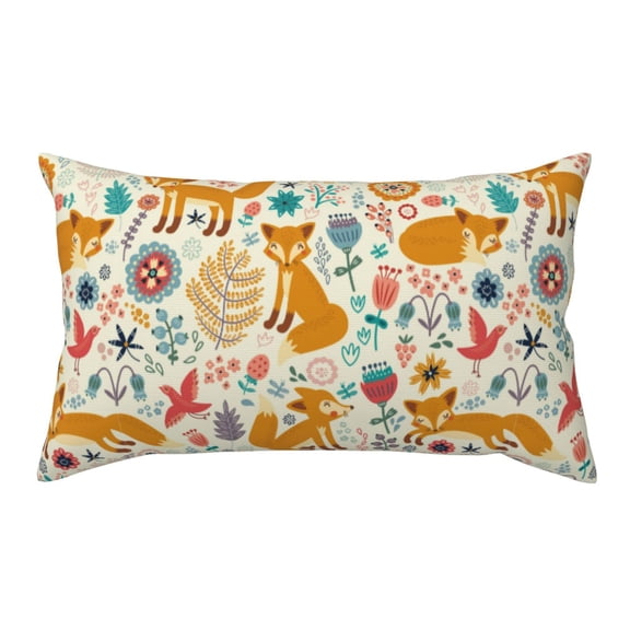 Rateoe Standard Pillowcases 20x36 Inches Whimsical Fox Floral Garden Pattern Printed Pillow Covers with Envelope Closure(Pillows are not Included)