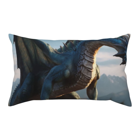Rateoe Standard Pillowcases 20x36 Inches Wild Blue Cool Dragon Pattern Printed Pillow Covers with Envelope Closure(Pillows are not Included)