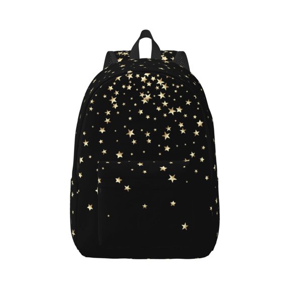 Rateoe Star Silver Glitter Pattern Canvas College Laptop Backpack,Travel Daypack,Durable Rucksack Travel Notebook Bag School Backpack Book Bag for Men Women-Small