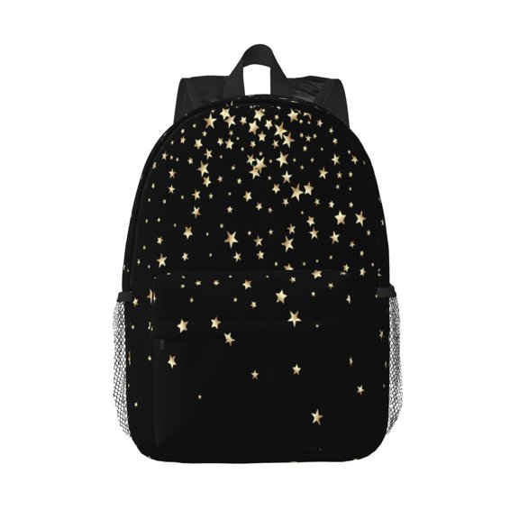 Rateoe Star Silver Glitter Pattern Student Backpack Water-resistant Backpack 15-inch Laptop Backpack Lightweight Adjustable School Backpack