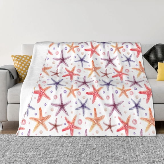 Rateoe Starfish 1 Pattern Flannel Throw Blanket, Ultra-soft Blanket for Bed, Couch, Car, Hypoallergenic Anti-pilling blanket-40"x30"(Horizontal)