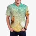 thumbnail image 1 of Rateoe Starfish And Seashell On The Beach Pattern Men's Short Sleeve Polo Shirts, Golf Polo Shirts Short Sleeve Performance Moisture Wicking Dry-4X-Large, 1 of 6