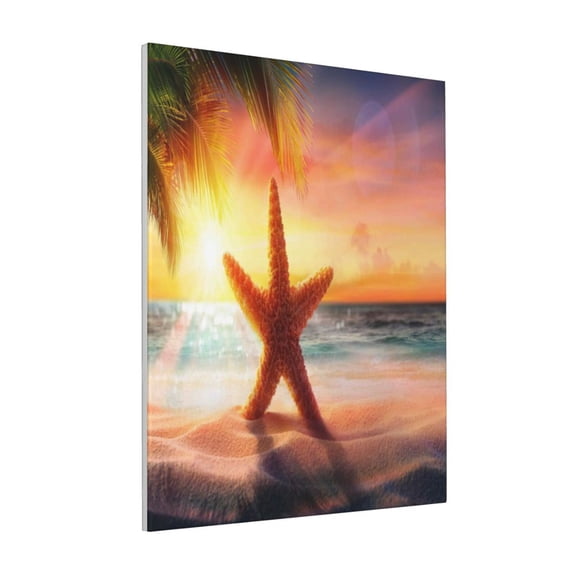 Rateoe Starfish Sunset Sea Beach Pattern Decorative Picture – Unique Modern Wall Art, Ready-to-Hang Canvas Print for Home (Vertical)