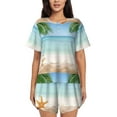 thumbnail image 1 of Rateoe Starfish in Beach Pattern Women's Short-Sleeved Pajama Set - 2 Piece Soft and Lightweight Sleepwear Set-Medium, 1 of 7