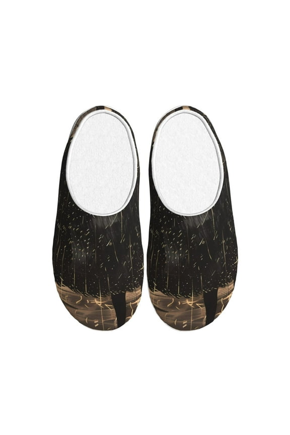 Starry Night Black Sheep Print Women's Men's Cotton Knit Slippers Lightweight Memory Foam Indoor House Shoes with Anti-Skid Sole-39/40