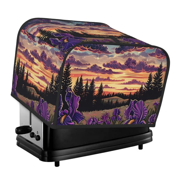 Rateoe Starry Night Purple Irises Pattern Toaster Covers 4 Slice Wide Slot,Bread Machine Cover,Bread Dust Cover & Fingerprint Protection,Appliance Covers