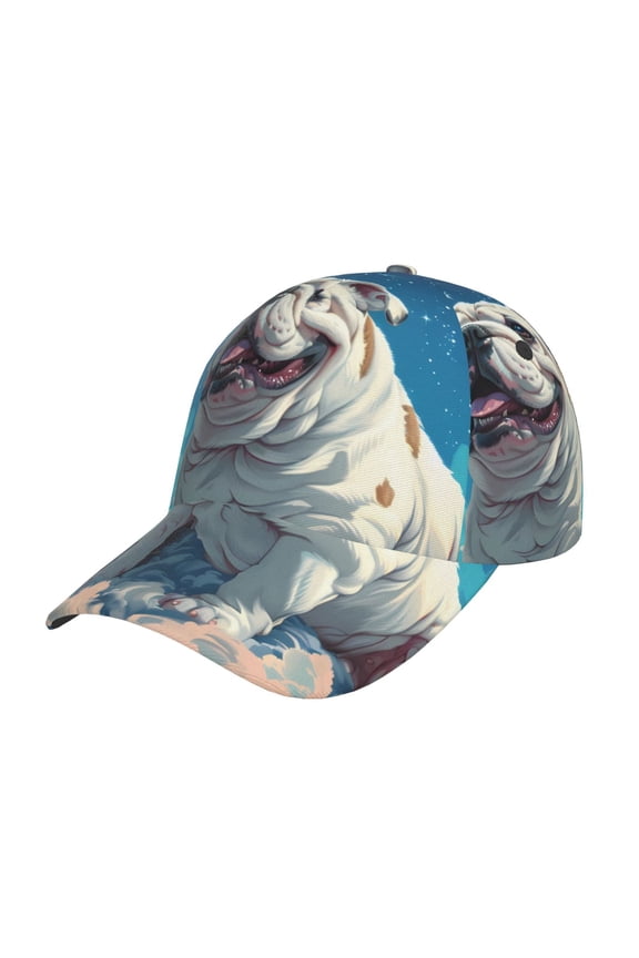 Starry Sky Cloud Bulldog Pattern Baseball Cap Outdoor Cap Mountain Dad Hat - Unstructured Soft Cotton Cap-Adjustable UV Protection Cap