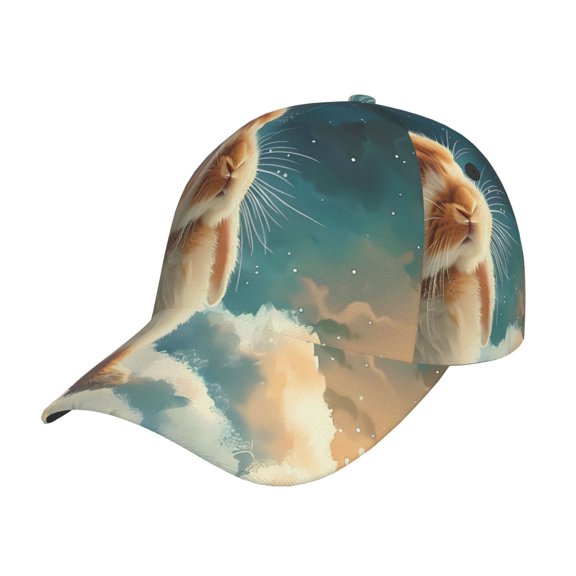 Rateoe Starry Sky Cloud Cute Rabbit Pattern Baseball Cap Outdoor Cap Mountain Dad Hat - Unstructured Soft Cotton Cap-Adjustable UV Protection Cap